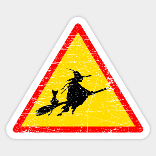 Warning Witches Sign Sticker